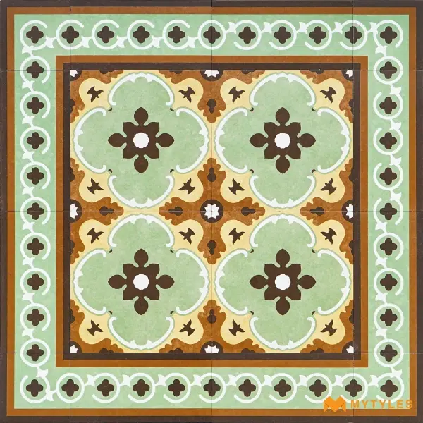Green Floral Carpet Tile | Mint Heirloom