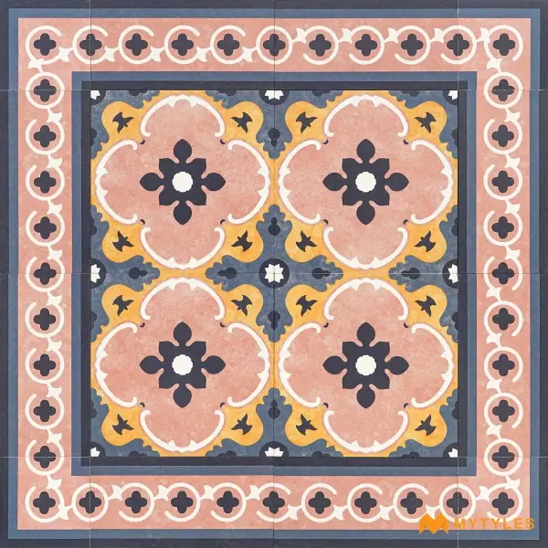 Pink Floral Carpet Tile | Coral Quatrefoil