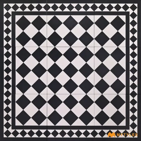 Black & White Checked Carpet Tile | Victorian Diamond