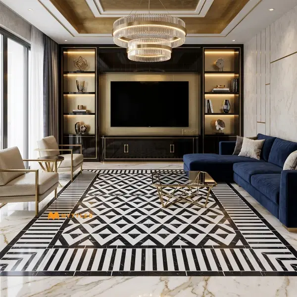 Black & White Geometric Carpet Tile | Noir Facet