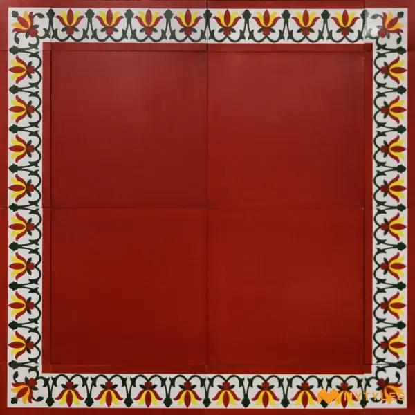 Terracotta Floral Carpet Tile | Vermilion Garland