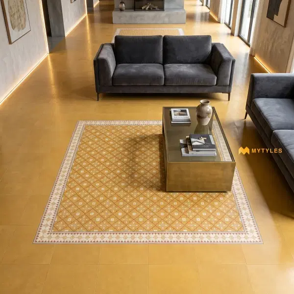 Orange Floral Carpet Tile | Saffron Trellis