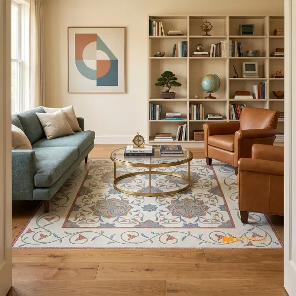 Cream Floral Carpet Tile | Mosaic Bloom