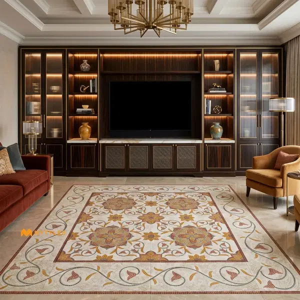 Ivory Floral Carpet Tile | Amber Rosette