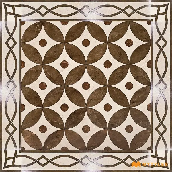 Brown & Beige Geometric Carpet Tile | Cocoa Quatrefoil