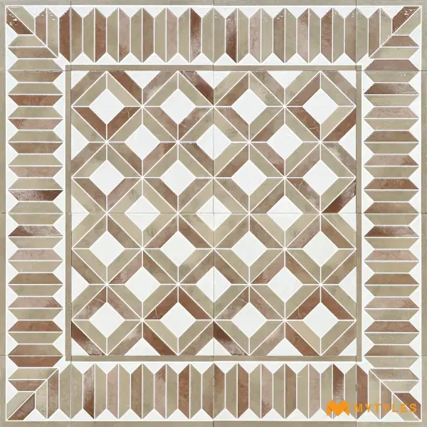 Brown & Beige Geometric Carpet Tile | Mocha Linkwork