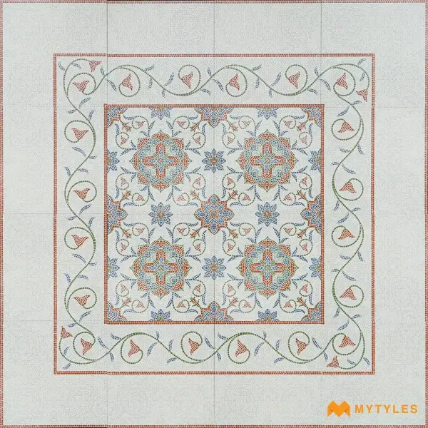 Ivory Floral Carpet Tile | Azure Vine