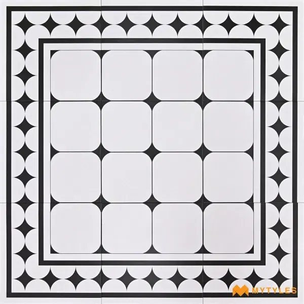 Black & White Geometric Carpet Tile | Eclipse Grid
