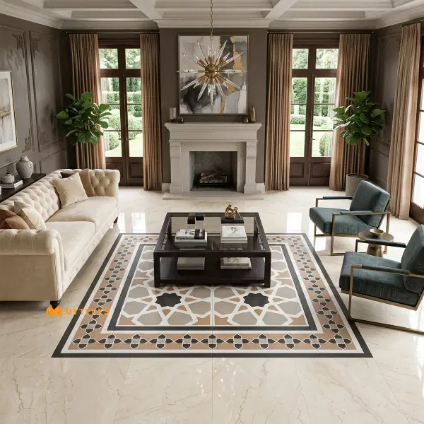 Beige Geometric Carpet Tile | Sandstone Arabesque