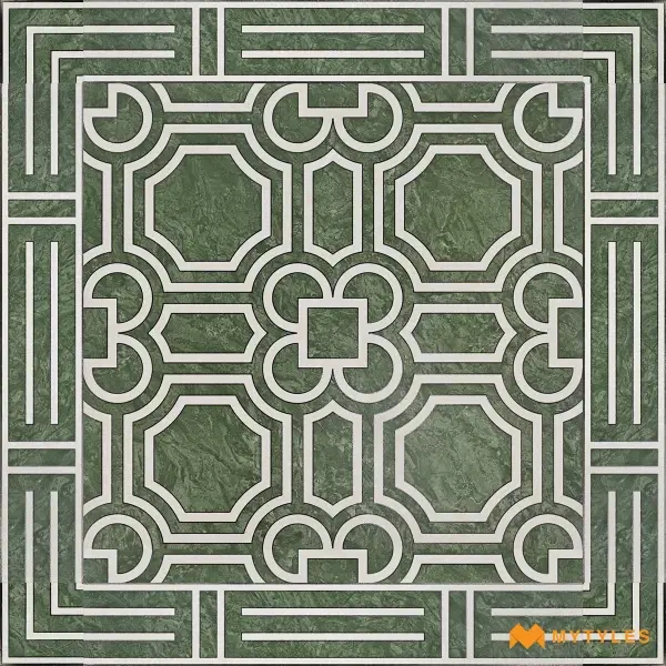 Green Geometric Carpet Tile | Jade Arcade