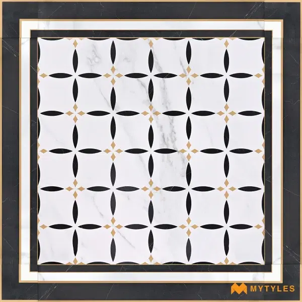 Black & White Geometric Carpet Tile | Gilded Petal